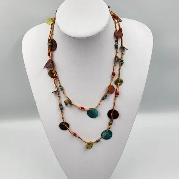 Multi-Coloured String and Shell Necklace - Picture 5 of 9